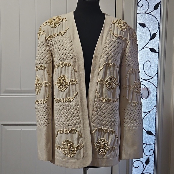 Vintage Jackets & Blazers - Lim's Vintage 80s Silk Hand Embroidered Blazer Med